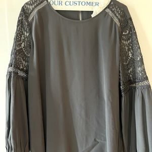 Gray LOFT blouse with lace sz L
